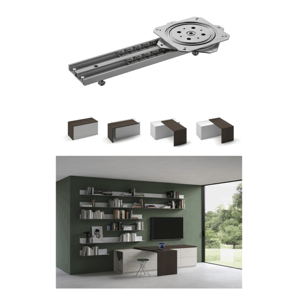 Meccanismo Rototraslante Scorrevole per Tavolo Swing 900 Alluminio Anodizzato/acciaio Zincato mm.700-900 | Omge